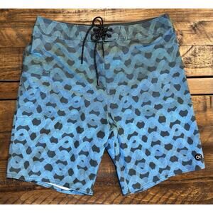 Outerknown Trunks Men's Size 32 Blue Green Swim Surf Board Shorts Fair Trade 9"